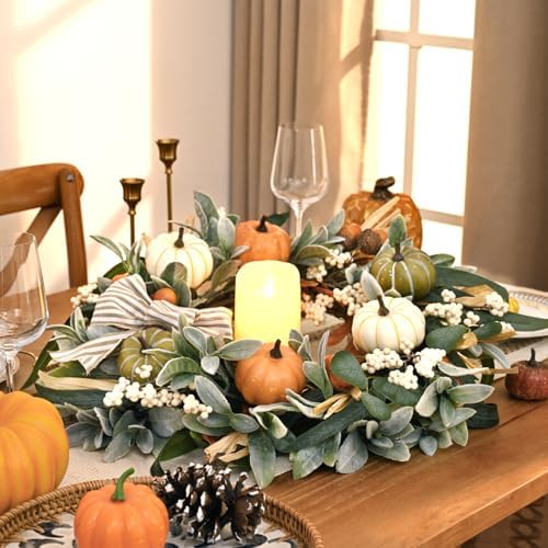 2Pcs 22'' Fall Wreaths for Front Door, Fall Decor for Home Autumn Wreath