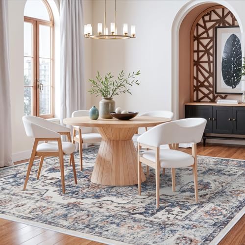 Washable 8x10 Living Room Rug: Oriental Water Resistant Rugs for Bedroom Dining Room Distressed Non Slip Ultra Soft
