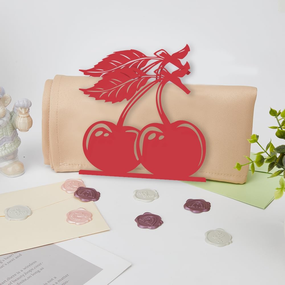 Napkin Stand Metal Tissue Holder Organizer Paper Napkins Holders / Cherry / Red