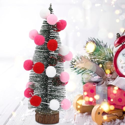 MARFOREVER 4 Pack 26.3 Ft Pink Christmas Decorations Pom Pom Garlands