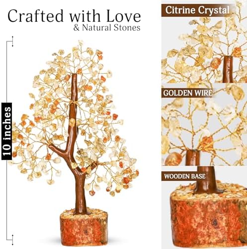 YATSKIA Citrine Tree | Gemstone Money Tree Feng Shui Crystals Decor | Bonsai Tree Decor | Feng Shui Money Tree