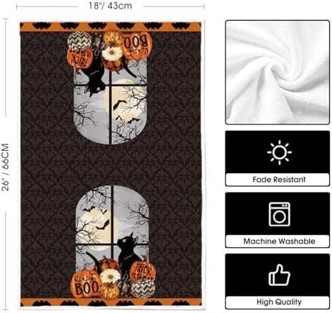 Artoid Mode Black Cat Moon Halloween Kitchen Towels Set of 2 18x26 Inch