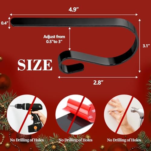 6 PCS Stocking Holders for Mantle,Multi-Use Stocking Holder,No Drilling Required & Adjustable Garland Hanger for Christmas