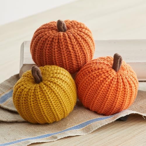 Set of 12 Small 3 inch Knit Pumpkins (Small Knit Assorted 12)