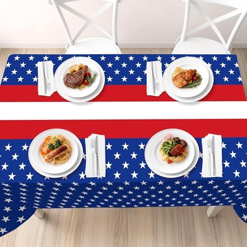 3 Pack Patriotic Tablecloths,Red White and Blue Tablecloth,Patriotic Decor