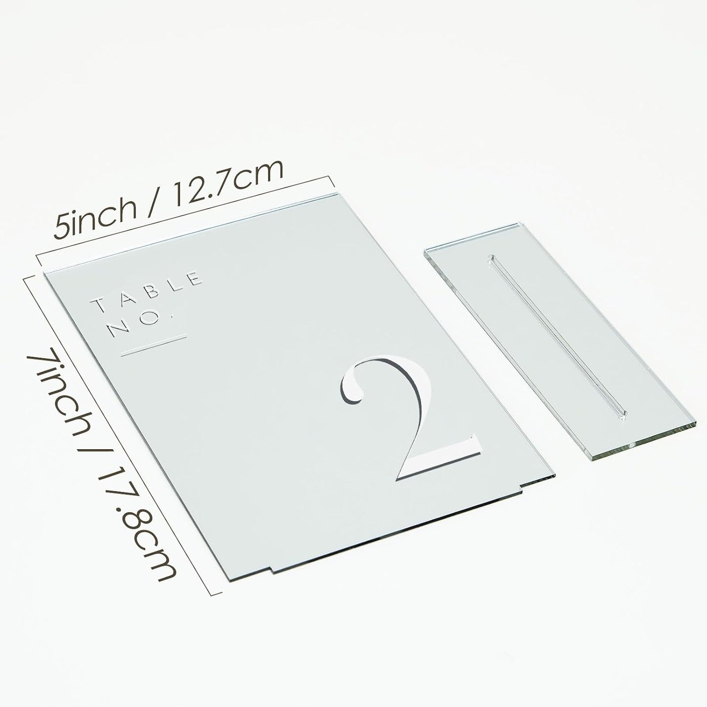 Sliver Wedding Table Numbers 1-10 with Stands, 5"x7" Sliver Mirror Acrylic Table Numbers for Wedding Reception(Sliver
