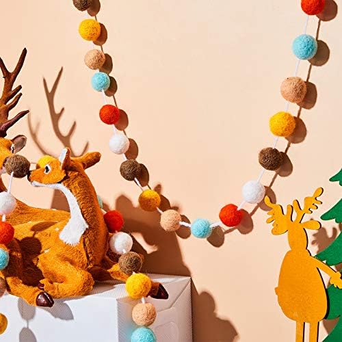 WILLBOND 3 Pieces Felt Pom Ball Garland,Fancy Colors