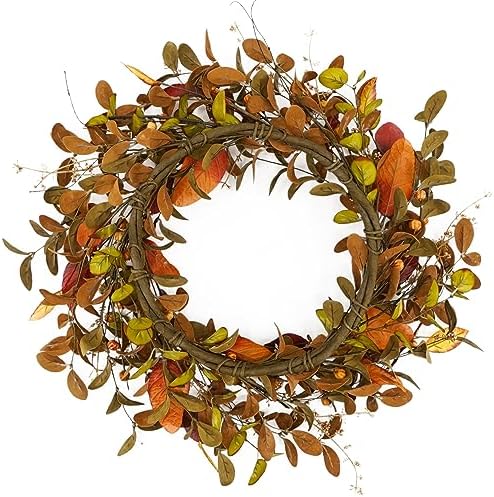 YNYLCHMX 20" Fall Wreath for Front Door, Eucalyptus, Berry and Magnolia