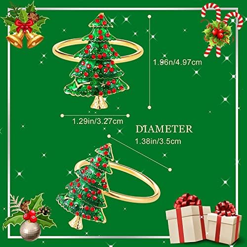 Napkin Rings Set of 6 Silver Set of 6 Napkin Rings Christmas, Holidays, Thanksgiving (Christmas Tree-1)