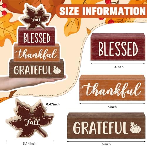 Yousoontic 4 Pcs Hello Fall Figurines Set, Rustic Farmhouse Decor