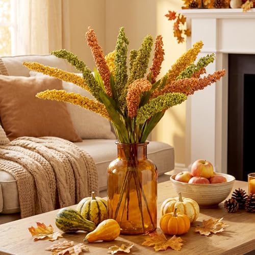 3 Pcs Fall Stems for Vases Artificial Grain Ear Stems Faux Fall Flowers
