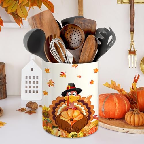 pinata Thanksgiving Kitchen Decor, Thanksgiving Ceramic Utensil Holder