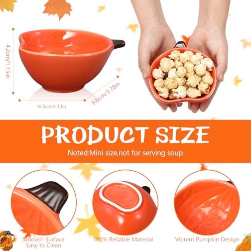 16 Pcs Fall Ramekins 6 oz Oven Safe Pumpkin Ceramic Ramekins Small Creme Dishes Dipping Pumpkins Baking Dish Thanksgiving Pumpkin Shaped Bowl Plates for Kitchen Party Snack Serving Dip Sauce Condiments