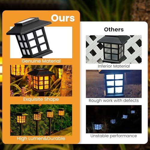 GIGALUMI Solar Lights Outdoor Waterproof 12 Pack, LED Garden Decor