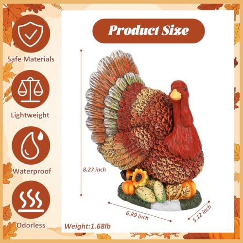 Thanksgiving Resin Turkey Figurine, Fall Harvest Table Centerpiece