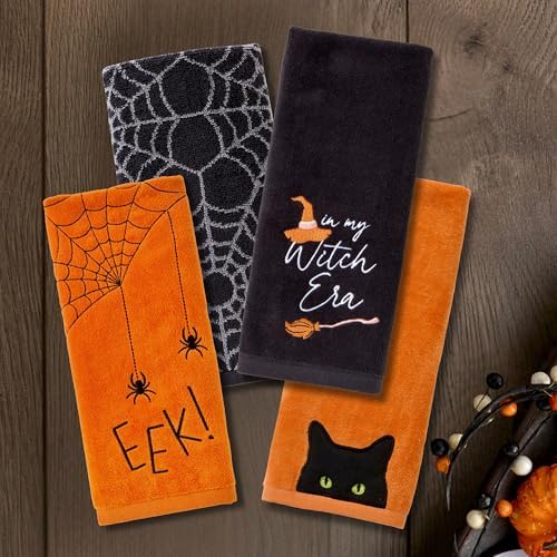 SKL Home Halloween in My Witch Era Hand Towel Set-2pc, 100% Cotton, Black