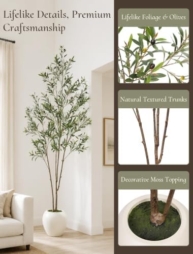Olive Tree 7 ft with Large Pot: Tall Artificial Indoor Plants