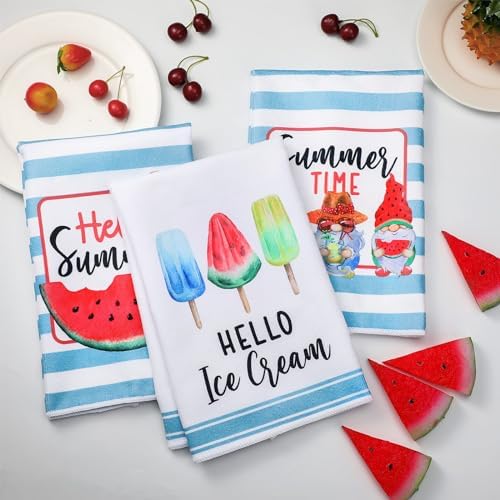 Sratte 6 Pcs Summer Kitchen Towels Watermelon Dish Towels, 24 x 16 Inch
