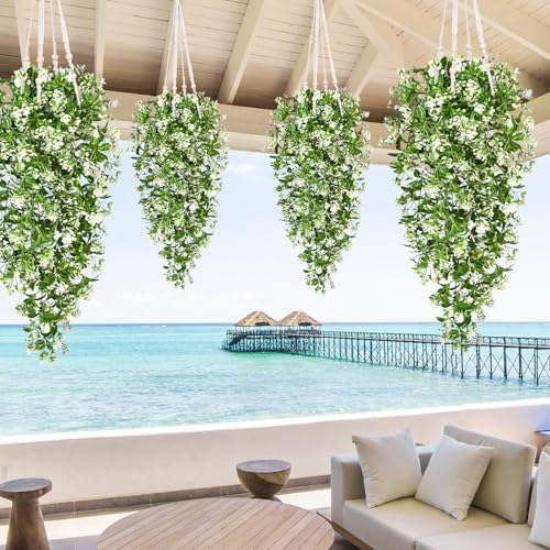 Waipfaru 8Pcs Fake Hanging Plants, Faux Ivy Fake Vines Greenery