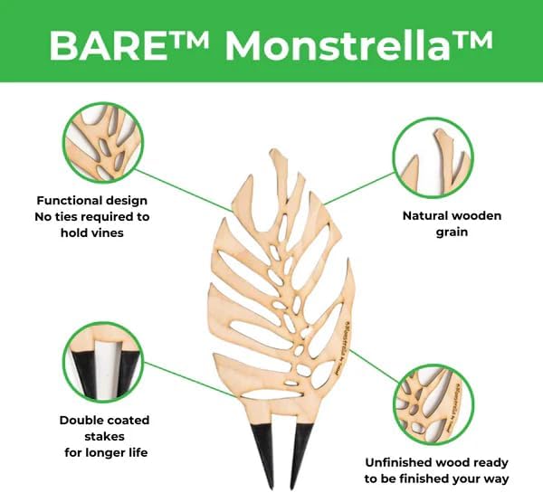 Bare™ Bundle – Monstrella + Palmella - Set of 2 Wooden Plant Trellises for Indoor Climbing Houseplants – 12” Tall