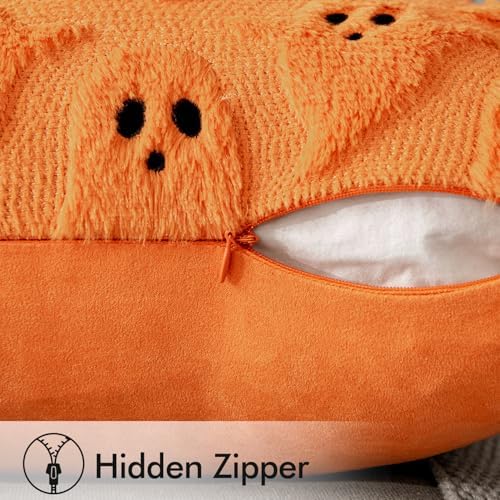 MIULEE Orange Halloween Pillow Covers Cute Ghost Fall Decor 16x16