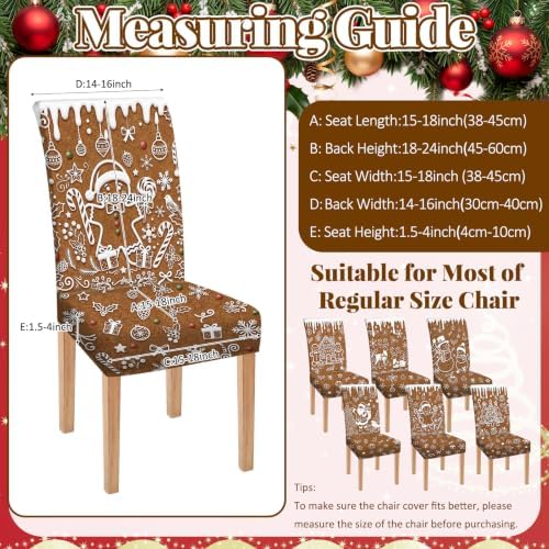Moukeren 6 Pcs Christmas Chair Covers Gingerbread Dining Slipcovers