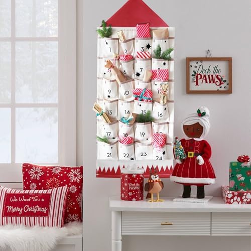 Christmas Advent Calendar With 24 Pockets Wall Hanging Decor