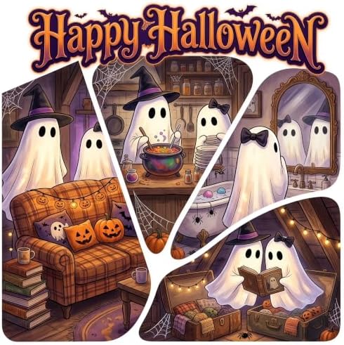 Lighted Ghost Halloween Decorations, Spooky Decor for Table Mantel Shelf