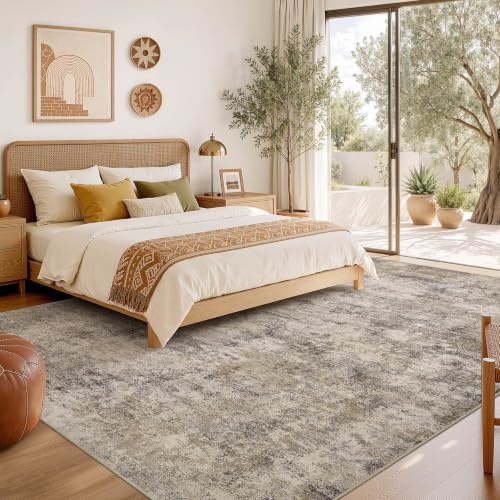 Nakagishi Boho 7x9 Area Rug Living Room Rugs Machine Washable Brown Grey
