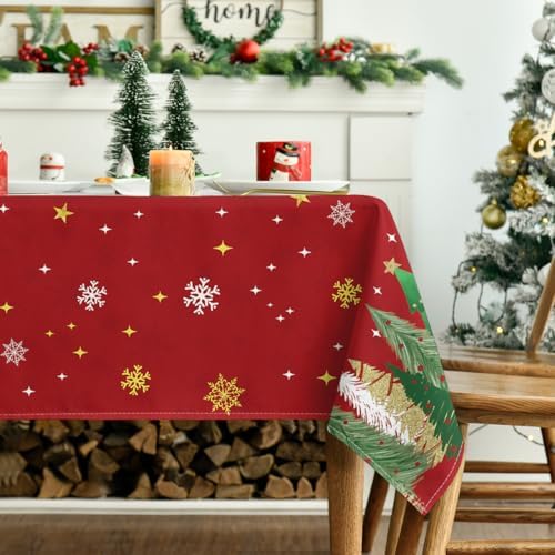 Horaldaily Christmas Tablecloth 60 x 104 Inch Rectangular Christmas Trees