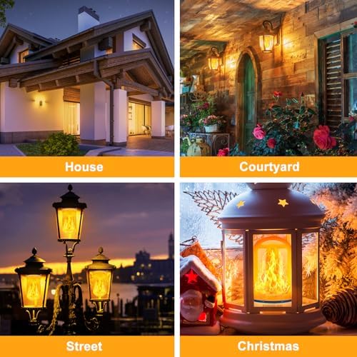 CPPSLEE Upgraded Flame Light Bulbs, 4 Modes Flickering Light Bulbs, E26 Base Fire Flame Bulb for Halloween Decorations Outdoor, Christmas Lights Patio Indoor Home Decor (Yellow, 1 Pack)