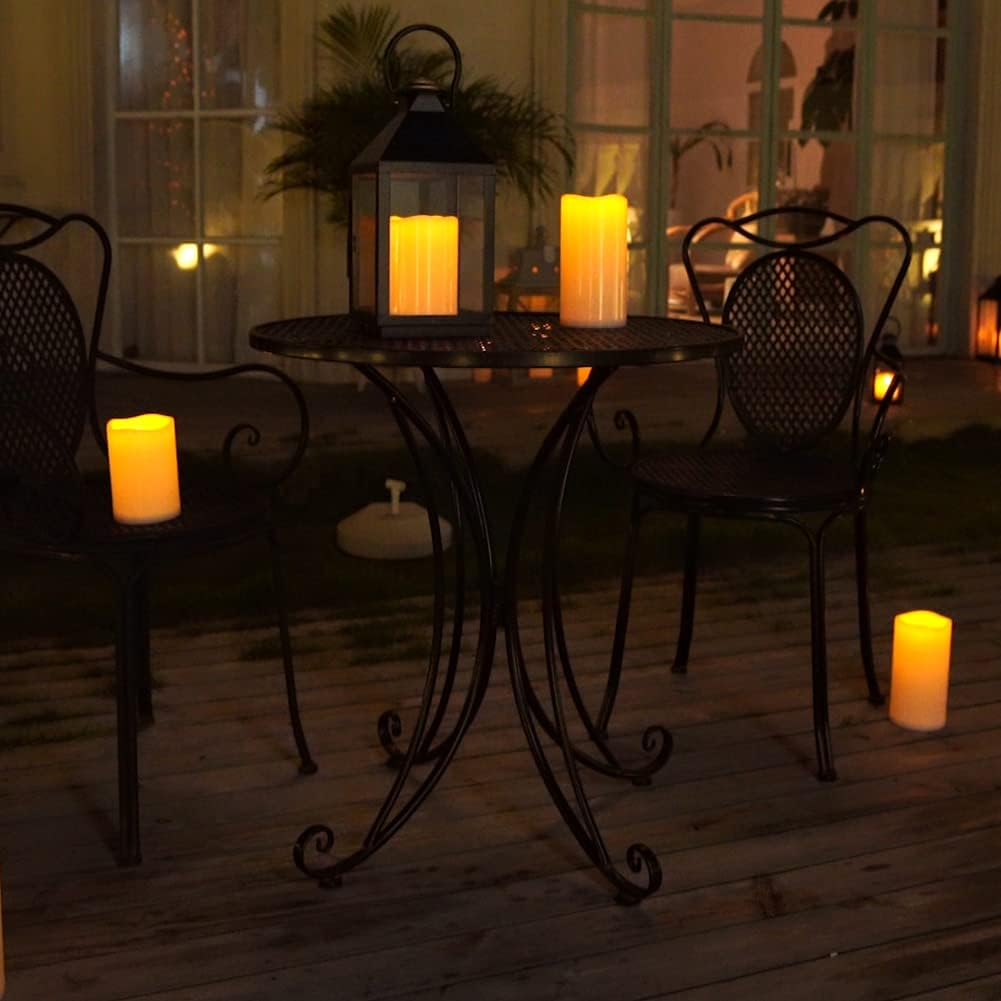 Homemory 4" x 8" Waterproof Outdoor Flameless Candles, Battery Operated Flickering LED Pillar Candles with Remote and