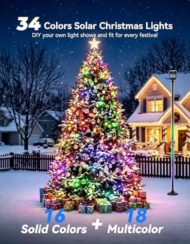 LitHome Color Changing Solar Christmas String Lights Outdoor, 33 FT 100 LED