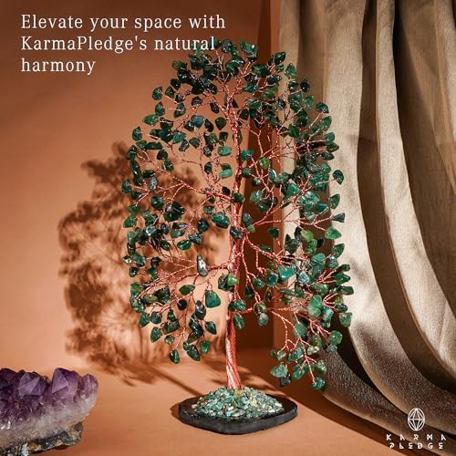 Crystal Tree of Life Birthday Gifts for Women, Men, Frineds, Handmade Green Aventurine Chakra Healing Tree for Home