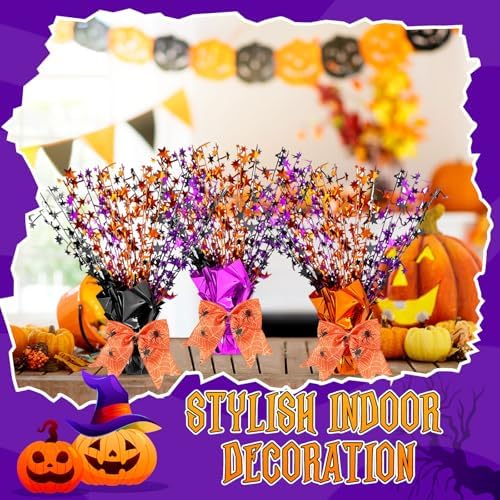 Suncalla 6 Pack Halloween Table Centerpiece Decoration Metallic Black Orange Purple Stars Centerpiece for Party Supplies Table Decoration