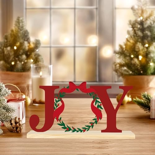 Metal Merry Christmas Joy Sign Decorations for Home Party Shelf Mantel