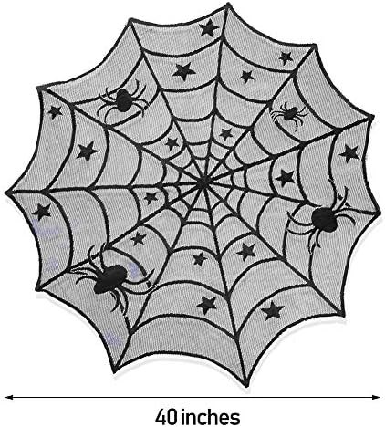 Lulu Home Halloween Table Cover, Round Black Spider Web Halloween Table Toppers for Festival Party Decoration