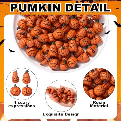 Halloween Miniature Pumpkin Figurine Mini Fake Pumpkin, 40 Pcs