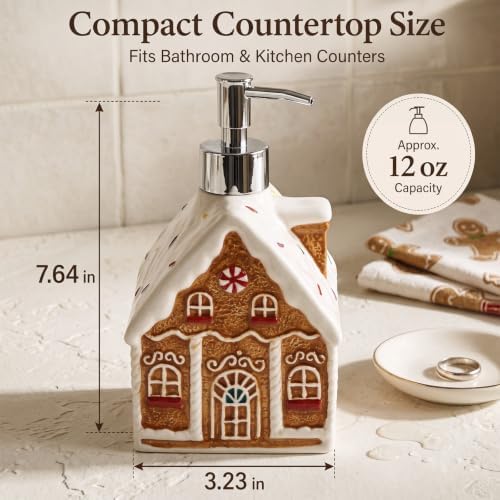 Potchen Christmas Cube Gingerbread House Soap Ceramic Pump Bathroom Decor