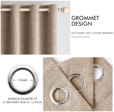 MIULEE 100% Blackout Linen Curtains for Bedroom 42x45 Inches Copper Brown
