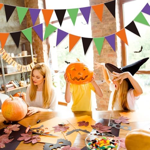 Jetec 5 Pcs 49 Ft Halloween Pennant Banner Simple Classic Bunting
