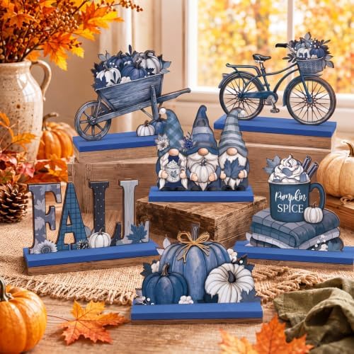Yousoontic 6 Pcs Fall Thanksgiving Table Decor, fresh, Blue