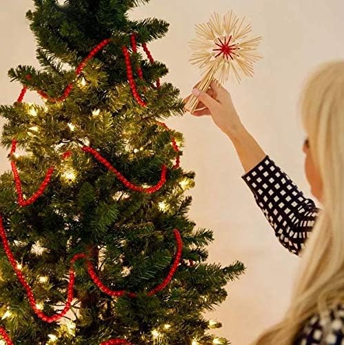 Christmas Wooden Bead Garland Bright Red Wood Bead Garland Christmas Tree / Dark Red / 9 Feet