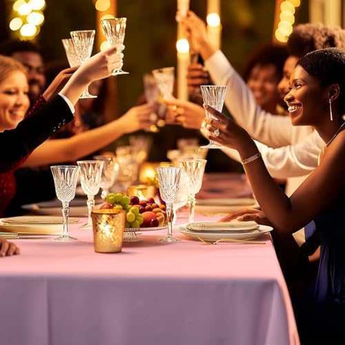 6 Pack Premium Disposable Plastic Tablecloth 54" x 108" Party Table Cloths Disposable for 6 to 8 Foot Tables Indoor or Outdoor Parties Birthdays Weddings Christmas Anniversary Buffet Table (Pink)