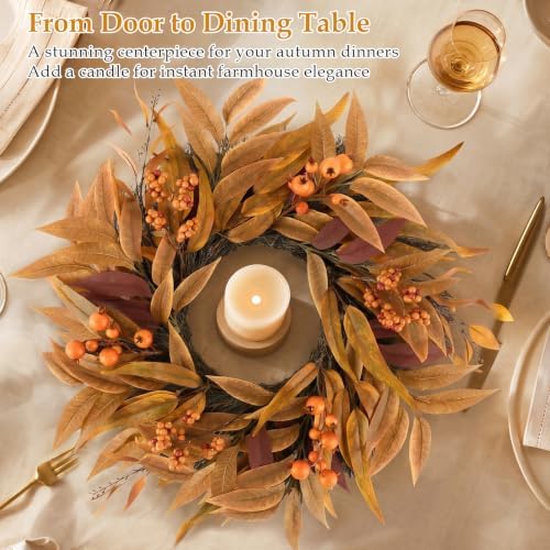 Wellsign 24 Inch Fall Wreaths for Front Door Outside Farmhouse Decor