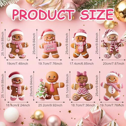 8 Pcs 3D Christmas Gingerbread Yard Signs Outdoor Decor, Elegant