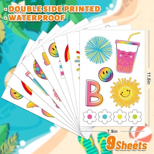 Whaline 9 Sheets Summer Cartoon Sun Window Cling Stickers Boho Sun Sunshine Window Decals Shine Bright Reusable Decoration for Back to School Party Home Classroom