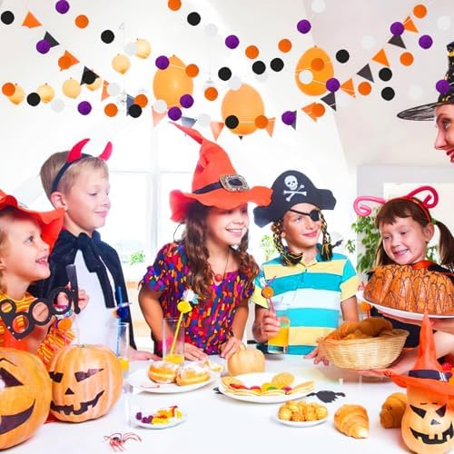 MARFOREVER 4 Pack 26.3 FT Halloween Felt Ball Garlands Halloween Decoration