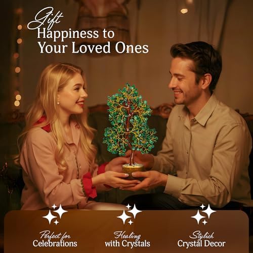 YATSKIA Green Aventurine Crystal Tree | Healing Stones Money Tree | Crystal Tree Decor | Unique Gifts for Women
