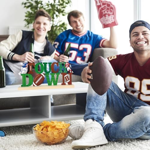 Metal Football Touch Down Sign Decorations for Home Party Shelf Mantel